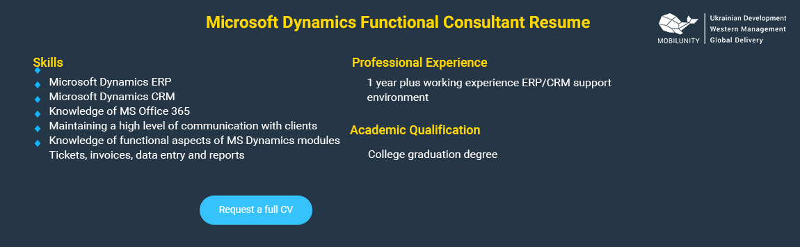 microsoft dynamics resume